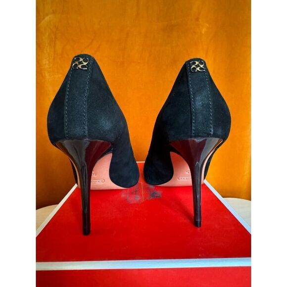 Coach Nala Kid Suede Black & Tortoiseshell  Stiletto Heels NWT size 6.5 - Picture 3 of 10